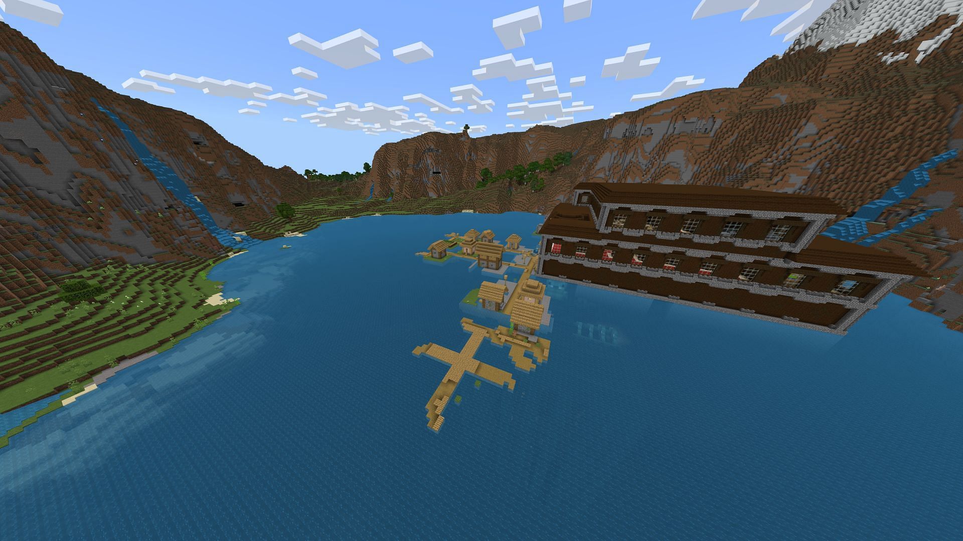 Minecraft 1.20 doesn&#039;t seem to always place villagers in the safest of spots (Image via Mojang)