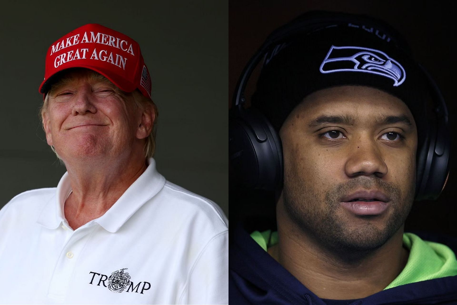 Donald Trump (L) and Russell Wilson (R)