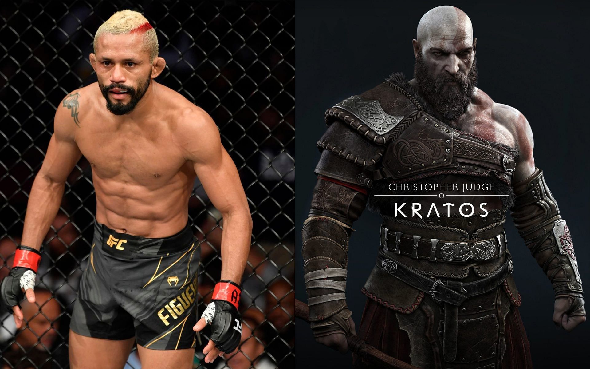 Deiveson Figueiredo (left), Kratos from &#039;God of War: Ragnarok&#039; (right) [Images courtesy: @MMAOrbit and @SIEenglish (Twitter)]