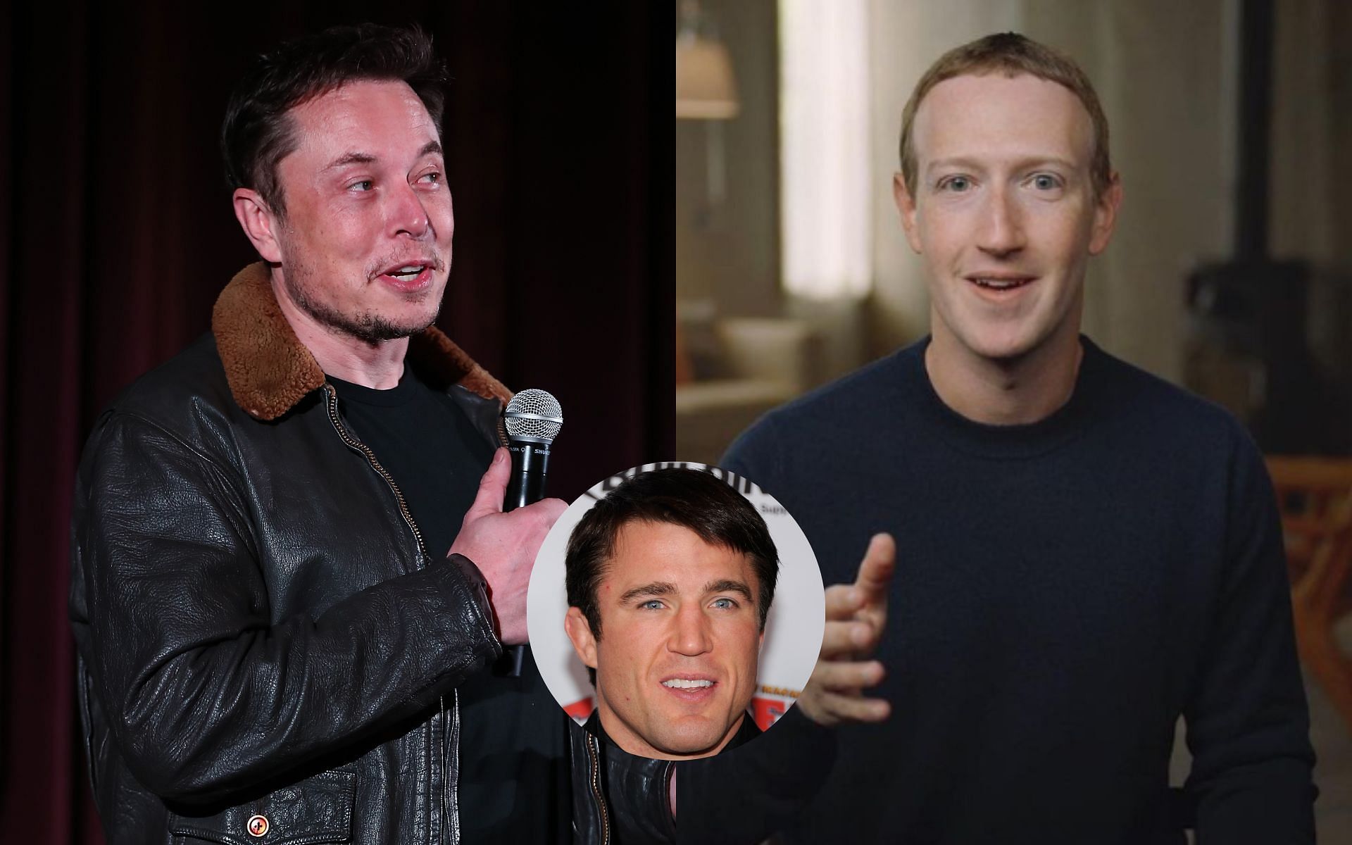 Elon Musk (left), Chael Sonnen (middle), Mark Zuckerberg (right)