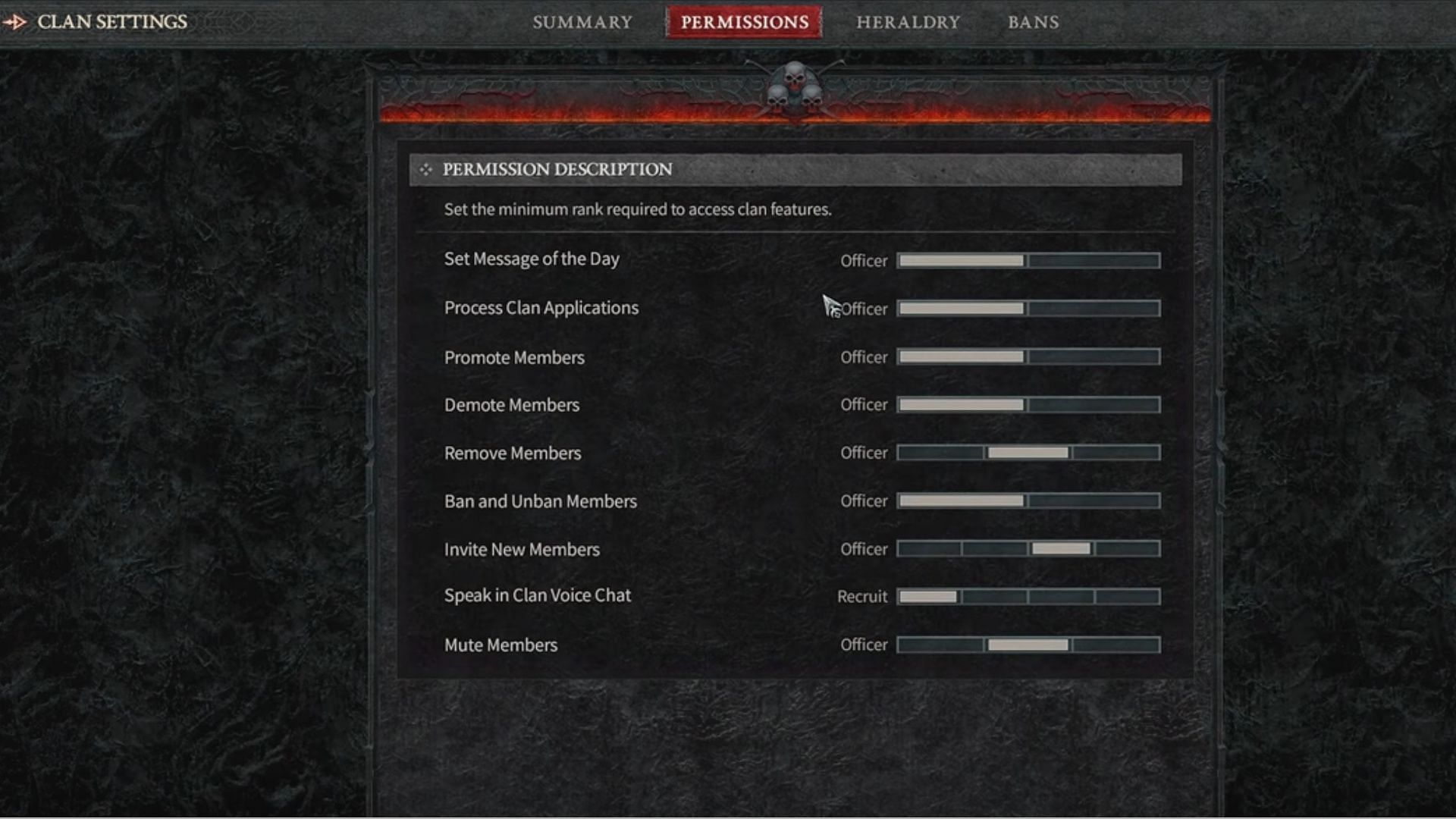 You can also give permissions to your clan members to make changes (Image via Blizzard Entertainment)