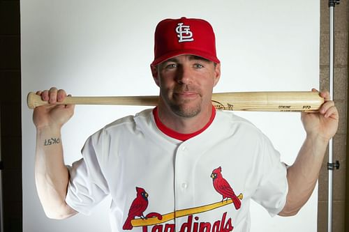 St. Louis Cardinals Photo Day: JUPITER, FL - FEBRUARY 25: Jim Edmonds poses for a portrait on Media Day at Roger Dean Stadium on February 25, 2005 in Jupiter, Florida. (Photo by Elsa/Getty Images)