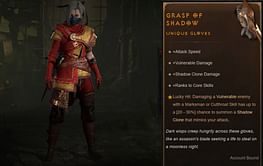 Grasp of Shadow in Diablo 4: How to get, Unique Effects, Affixes, and more