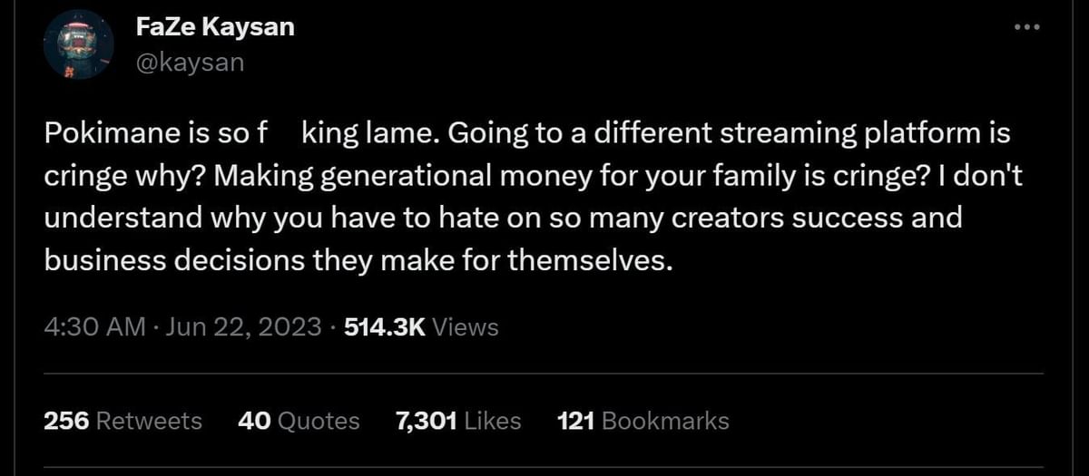 “Get a f**king life” - FaZe Kaysan lashes out at Pokimane amidst the