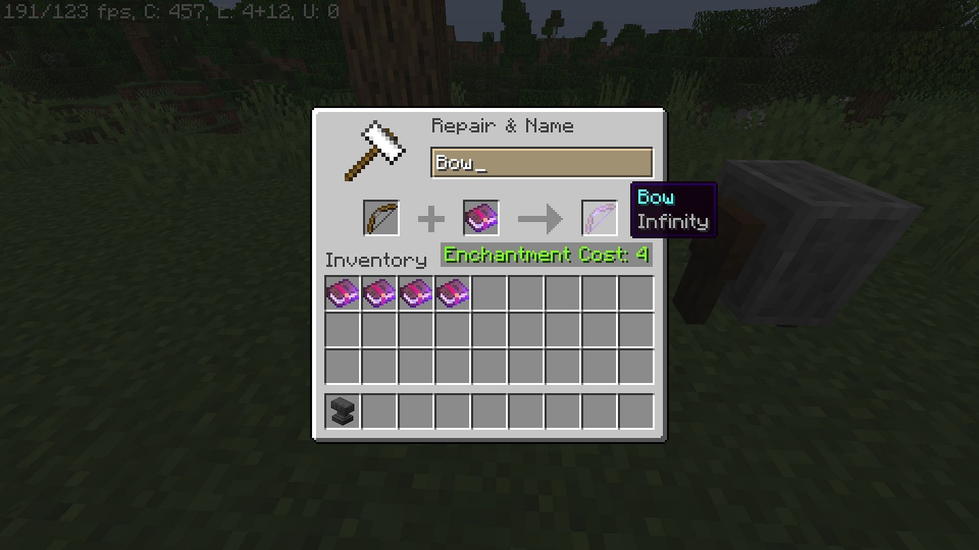 Infinity enchantment allows the bow to shoot infinite arrows in Minecraft 1.20 (Image via Mojang)