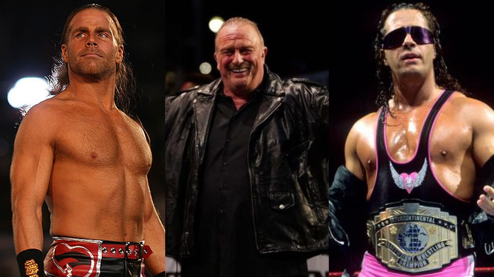 Shawn Michaels (left), Jake Roberts (middle) and Bret Hart (right).