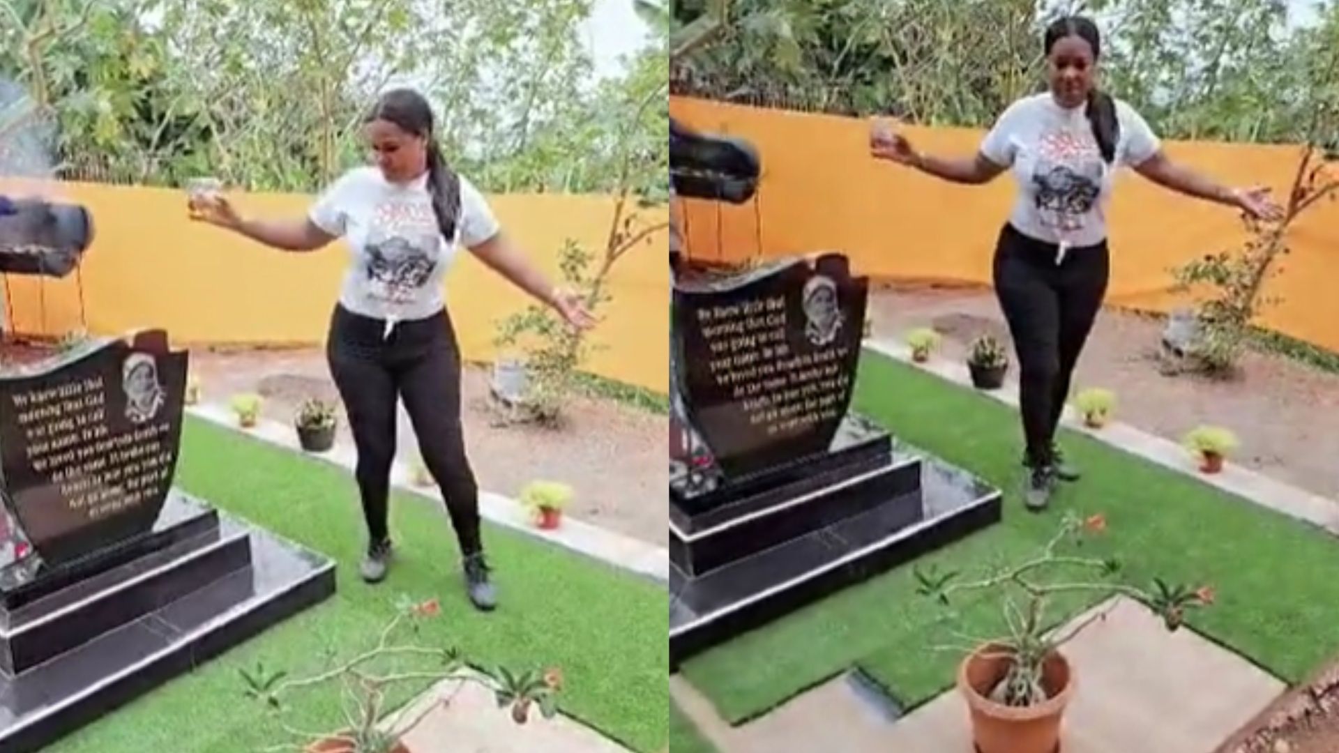 Viral video of woman burying her deceased father in the backyard sparks reactions online. (Image via TikTok/@toocuteshanz)