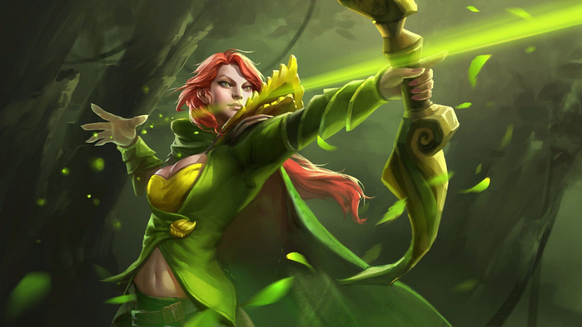 Windranger takes aim with her trusty bow, ready to unleash a barrage of arrows and shatter her foes (Image via DOTA 2)