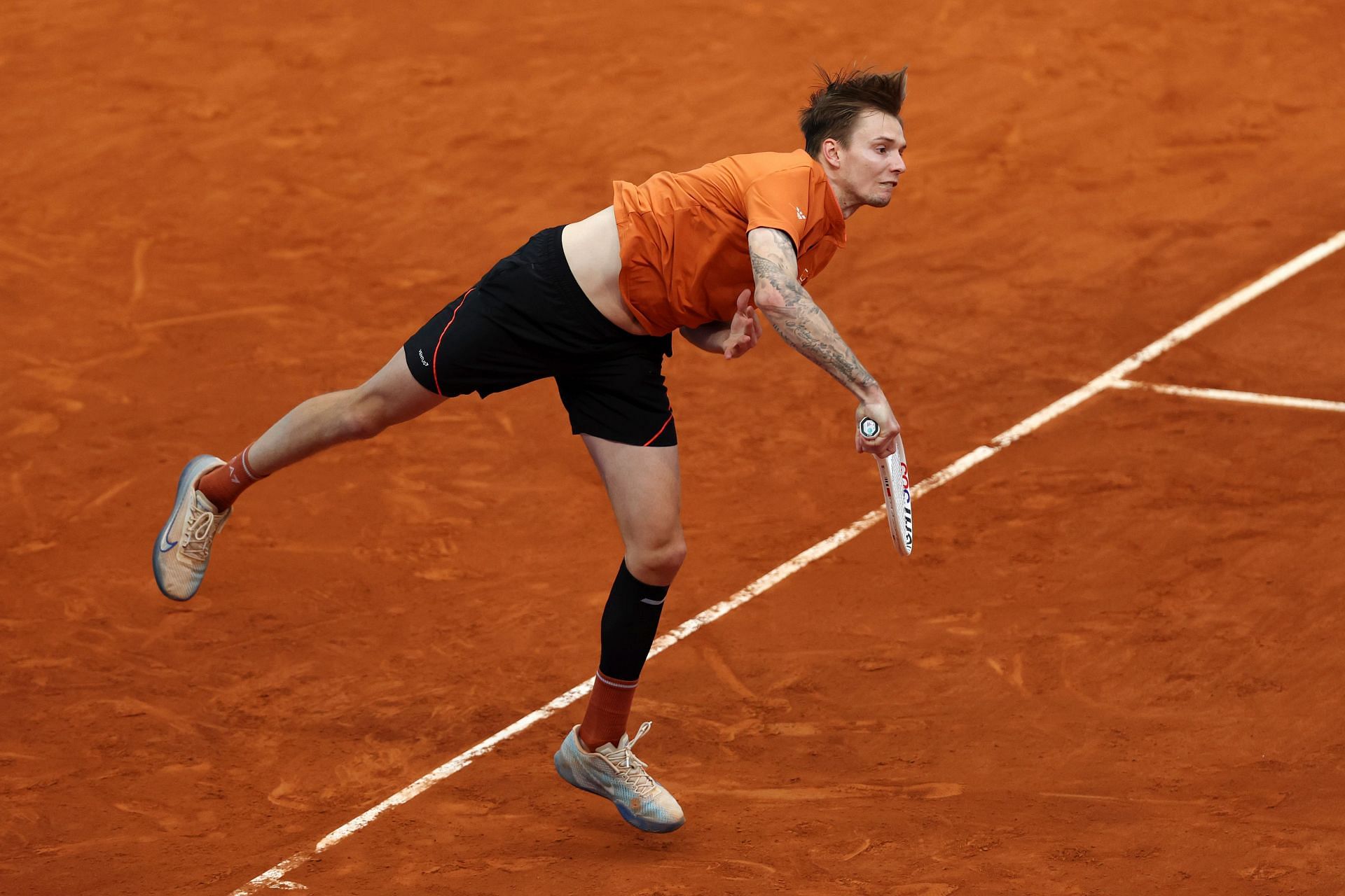Alexander Bublik in action at the Madrid Open