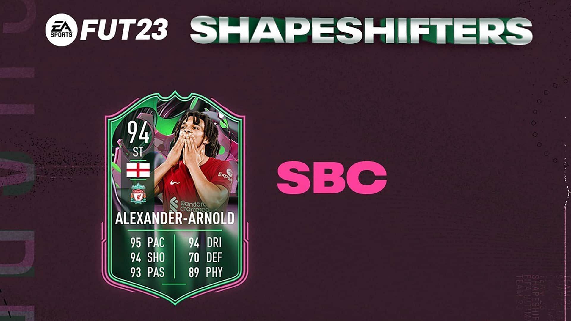 A special Trent Alexander Arnold Shapeshifters SBC is available in FIFA 23 (Image via EA Sports)
