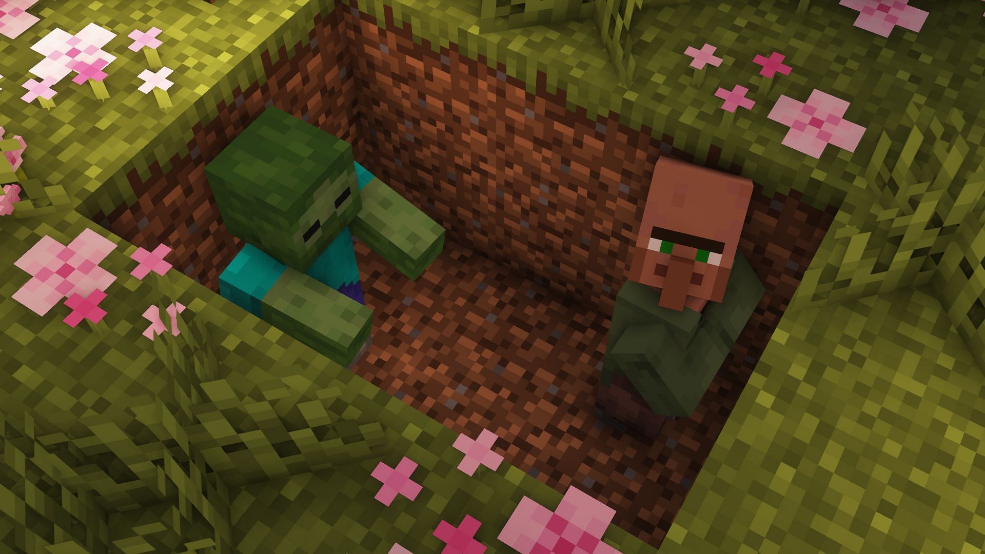 A zombie and a nitwit trapped together (Image via Mojang)