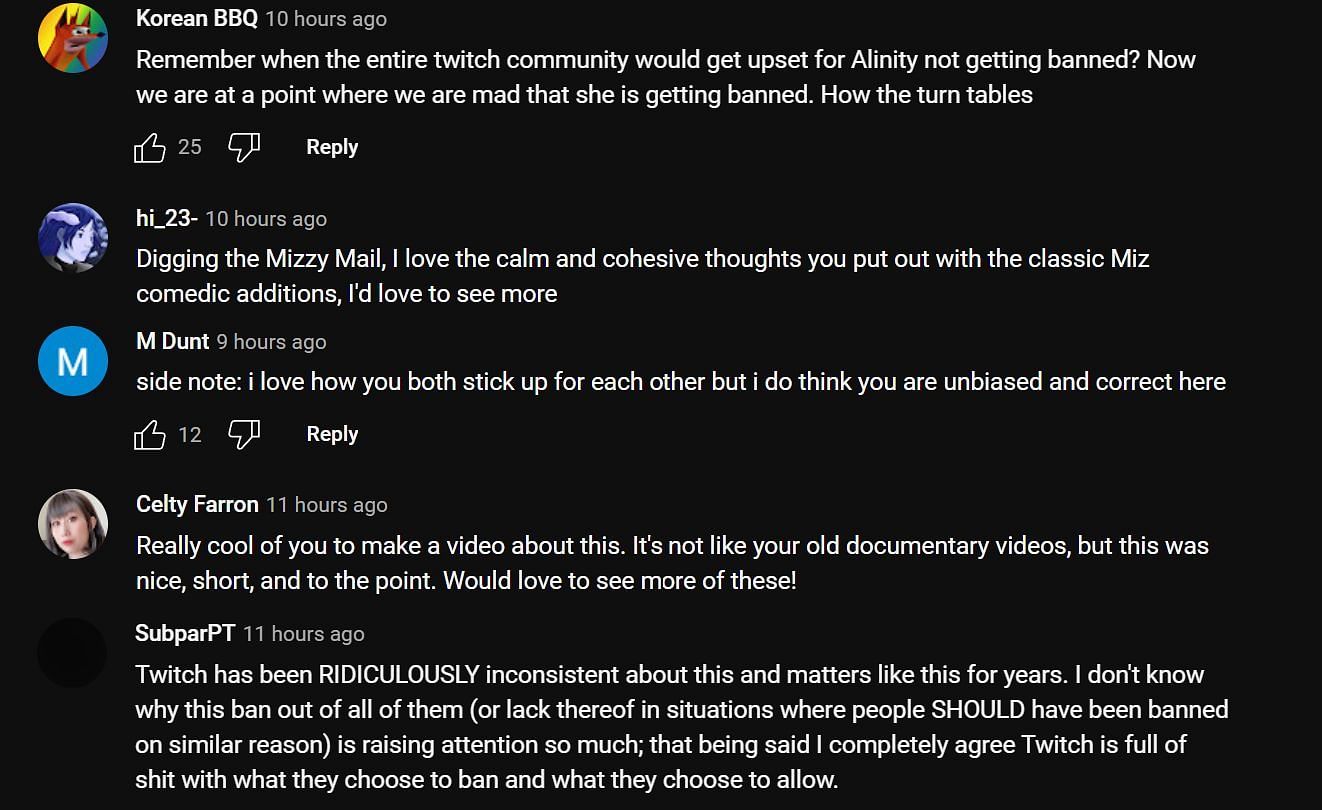 Fans give their take on the video (Image via Mizkif/YouTube)