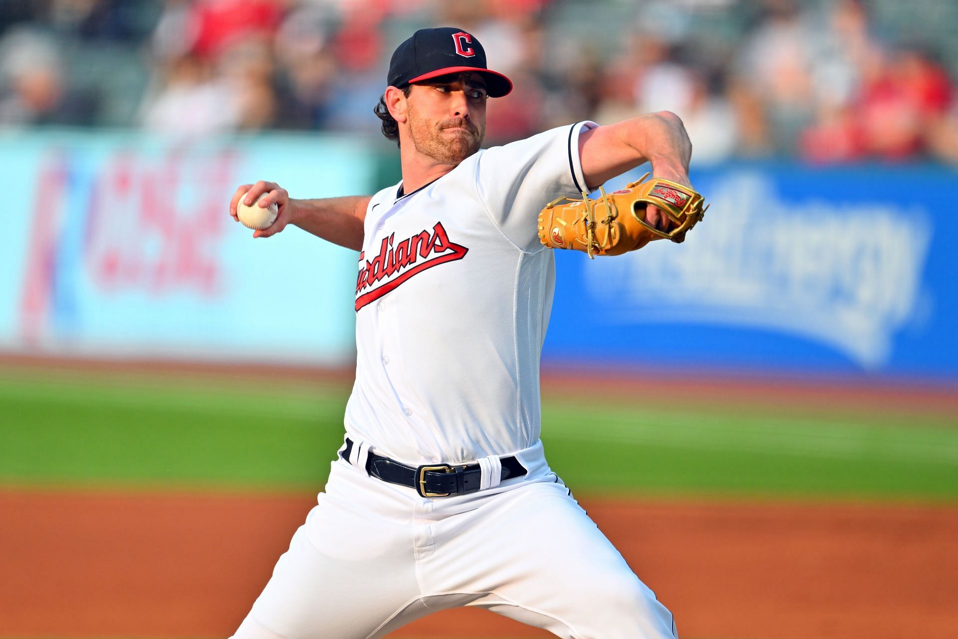 Shane Bieber pitches against the Boston Red Sox at Progressive Field