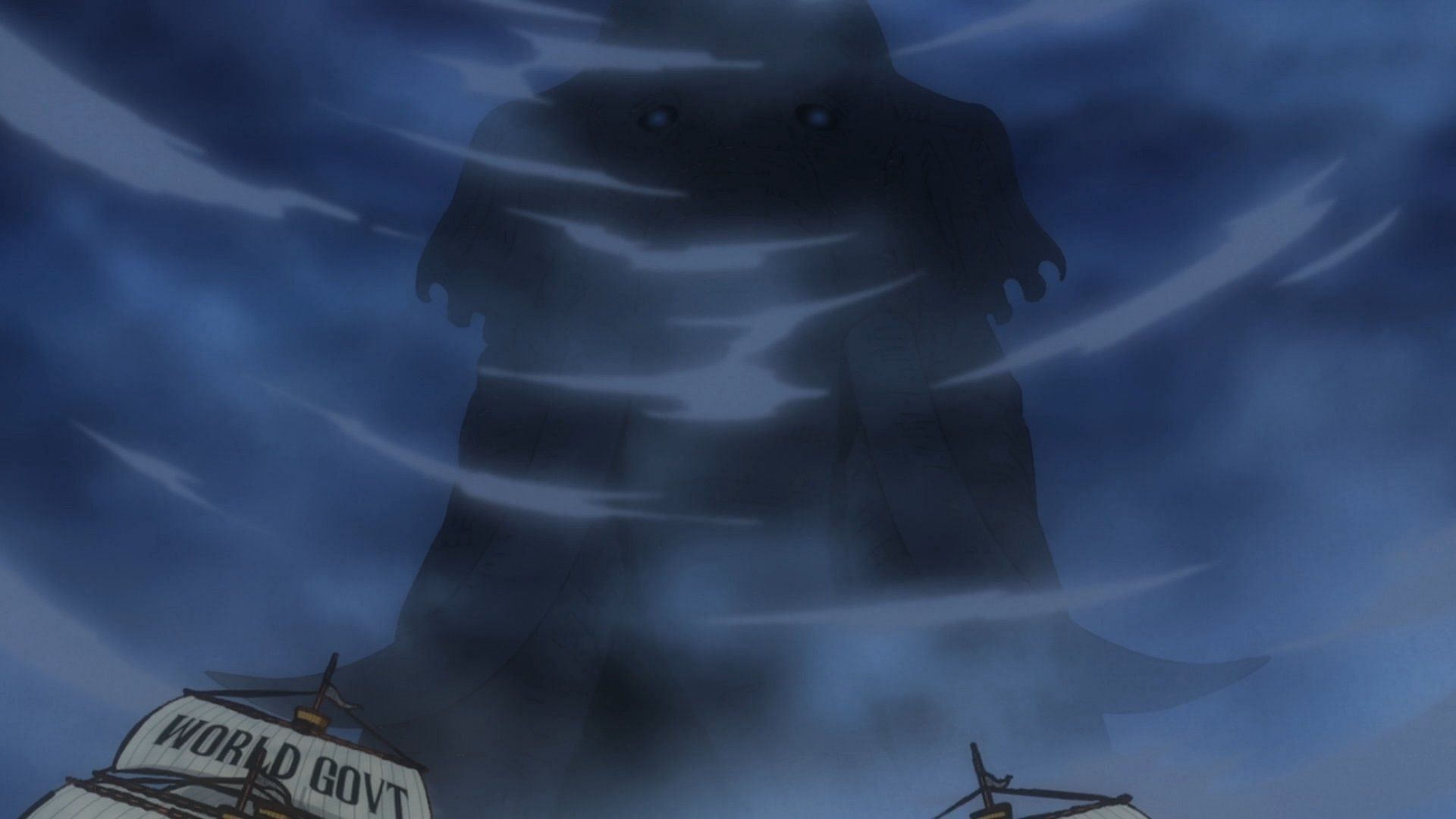 Zunisha towering over the World Government ships in episode 1064 (Image via Toei Animation, One Piece)