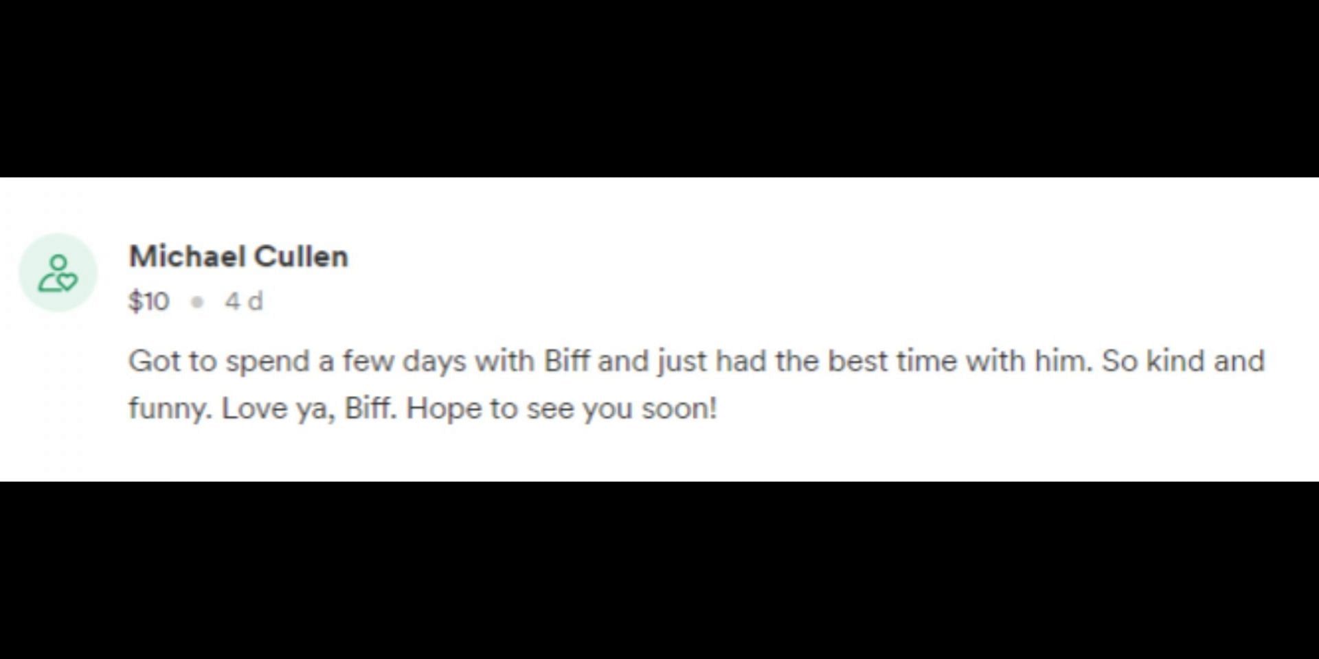 Donors&#039; words of positivity and prayers for Biff. (Image via GoFundMe)