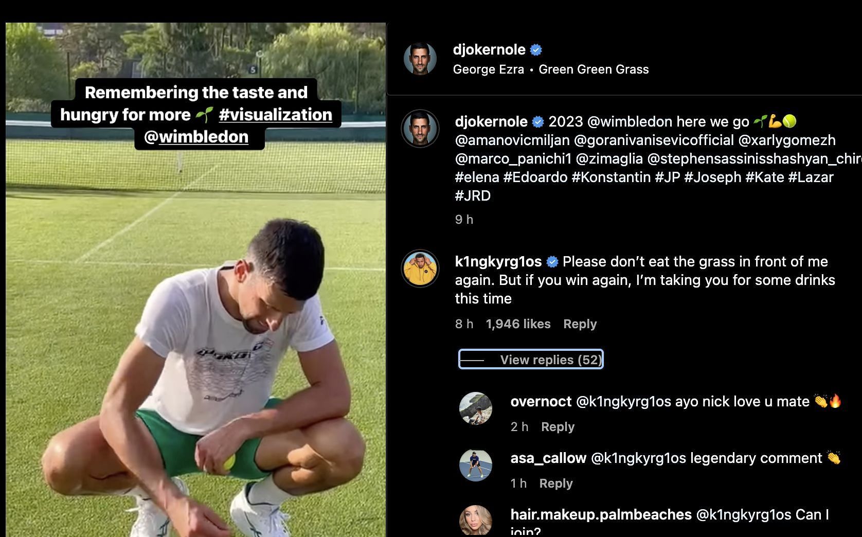 Nick Kyrgios&#039; comment on Novak Djokovic&#039;s post
