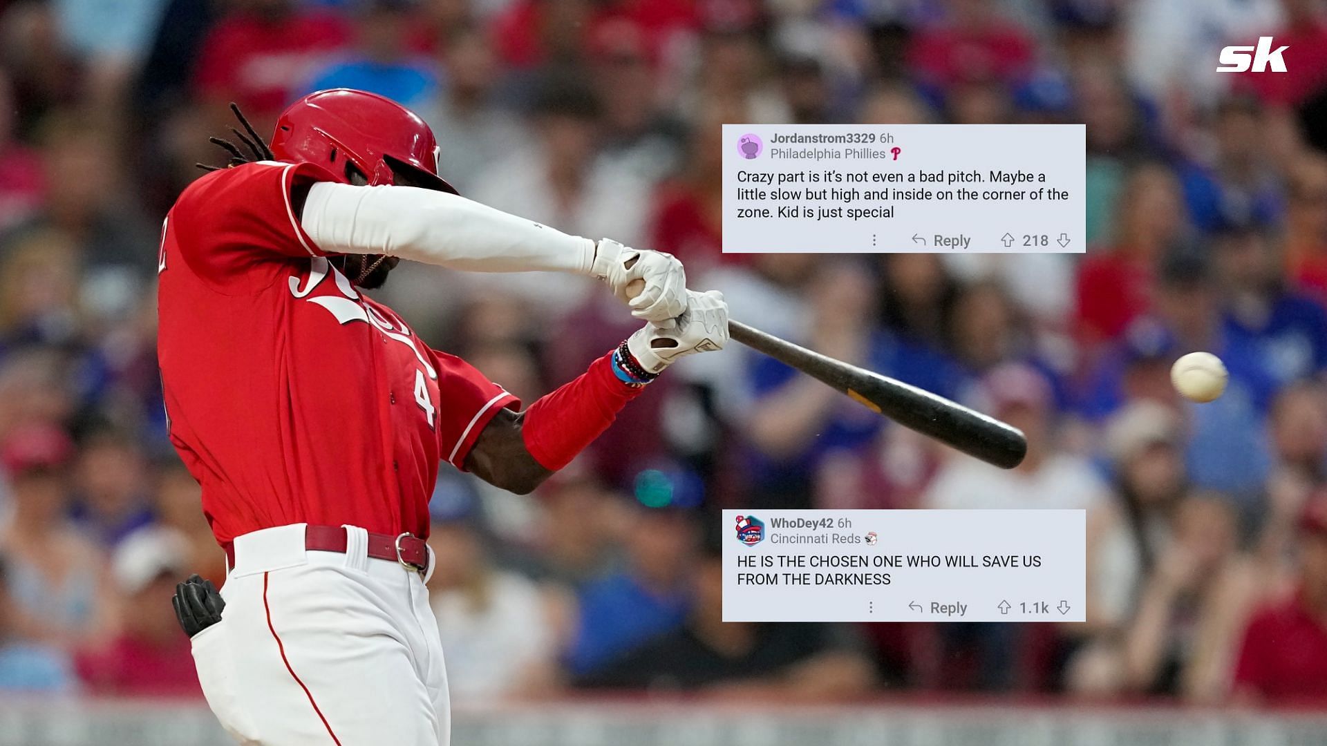 WATCH: Reds rookie Elly De La Cruz's first MLB home run almost leaves Great  American Ball Park 