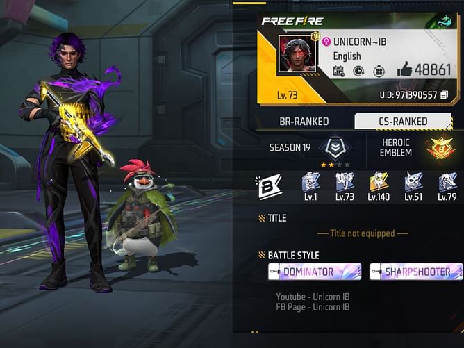 Unicorn IB's Free Fire ID, stats, rank, guild, and more