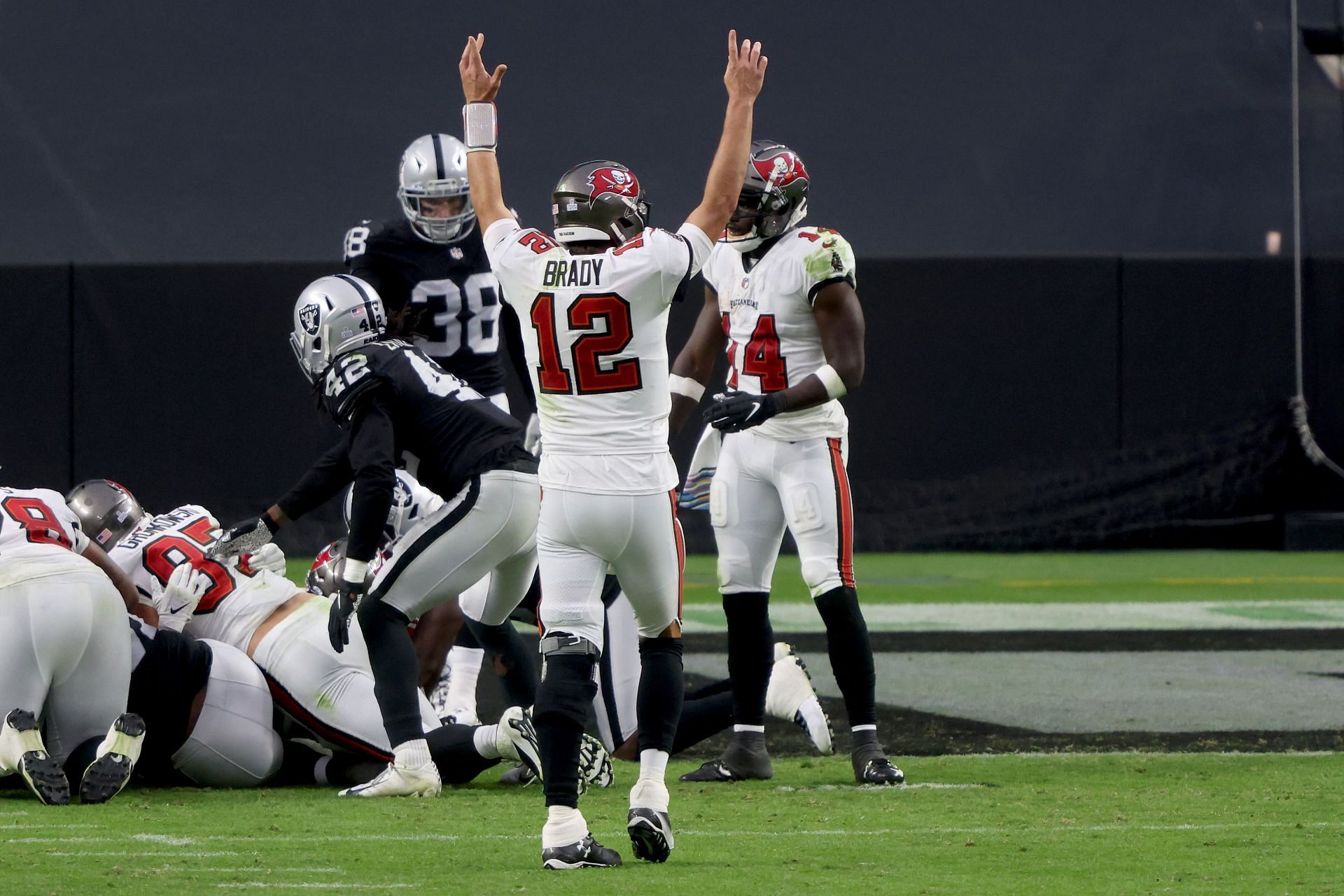 Tom Brady during Tampa Bay Buccaneers v Las Vegas Raiders