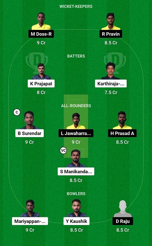 Dream11 Team for Titans vs Avengers - Siechem Pondicherry T10 2023.