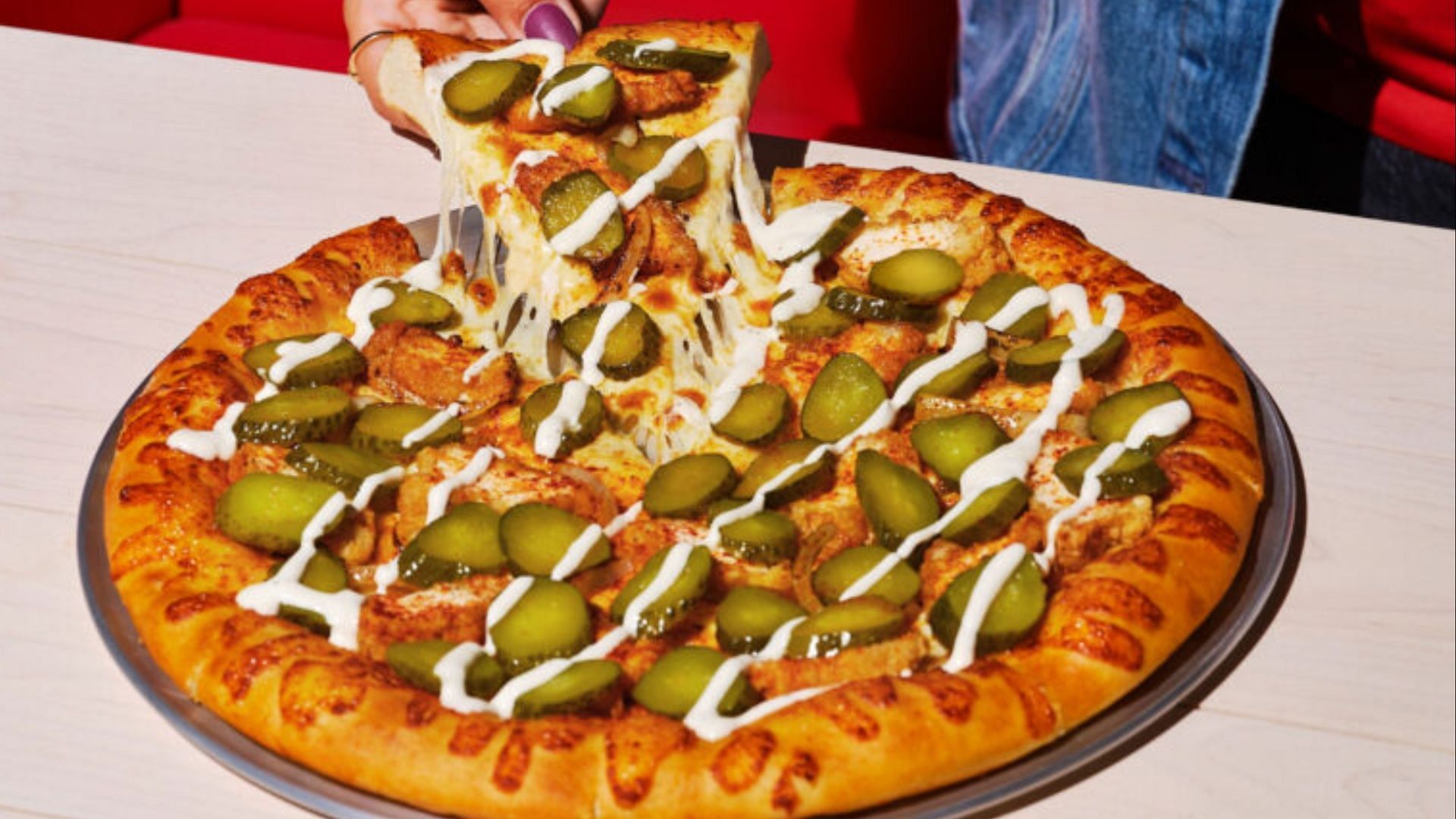 The Pickle Pizza can only be ordered at 932 8th Avenue in New York City location until June 11 or till supplies last (Image via Pizza Hut)