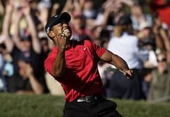 "He destroyed his body" - Fans react to throwback video celebrating Tiger Woods' 2008 US Open win with a torn ACL