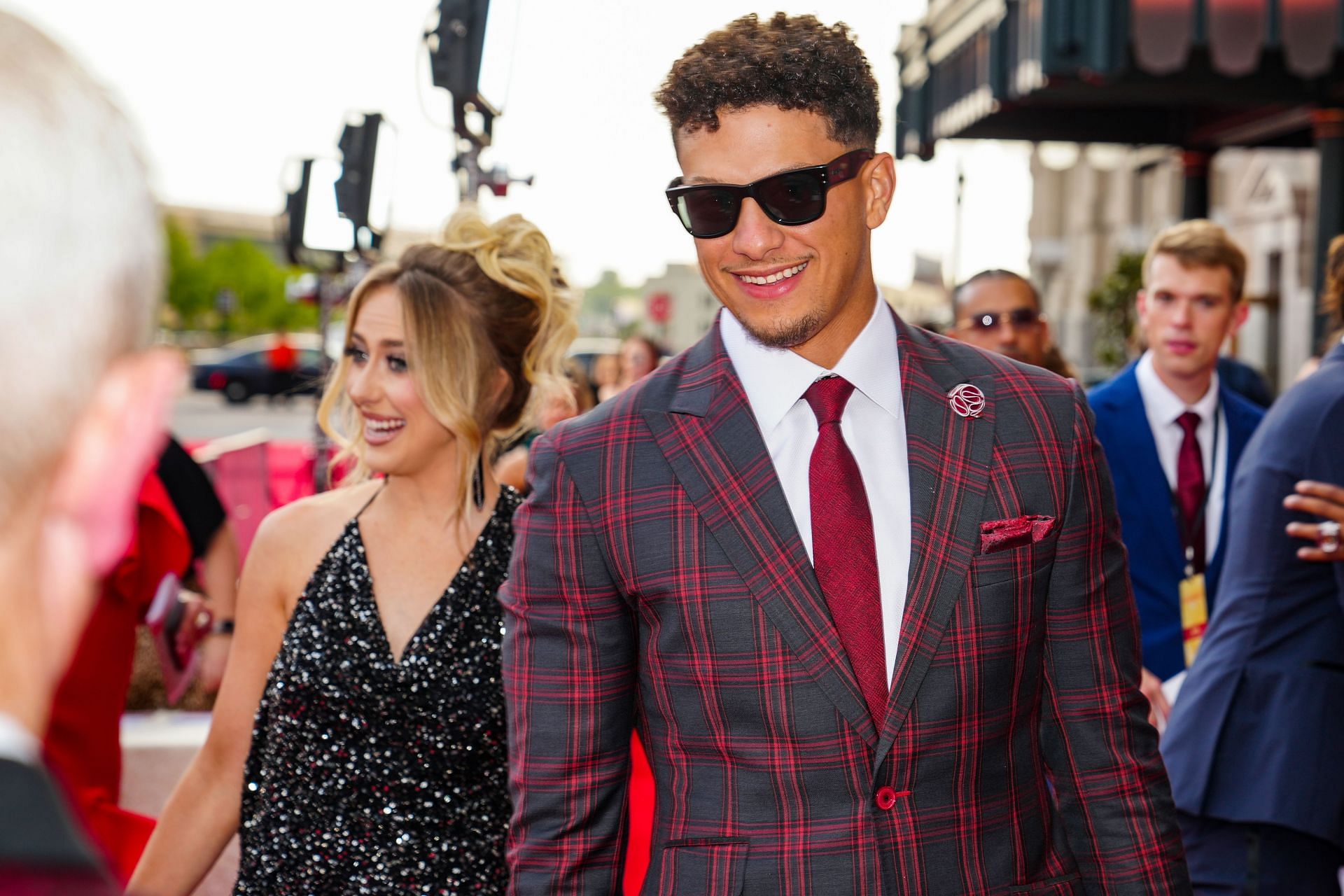 Brittany and Patrick at Kansas City Chiefs Super Bowl LVII Ring Ceremony - Red Carpet