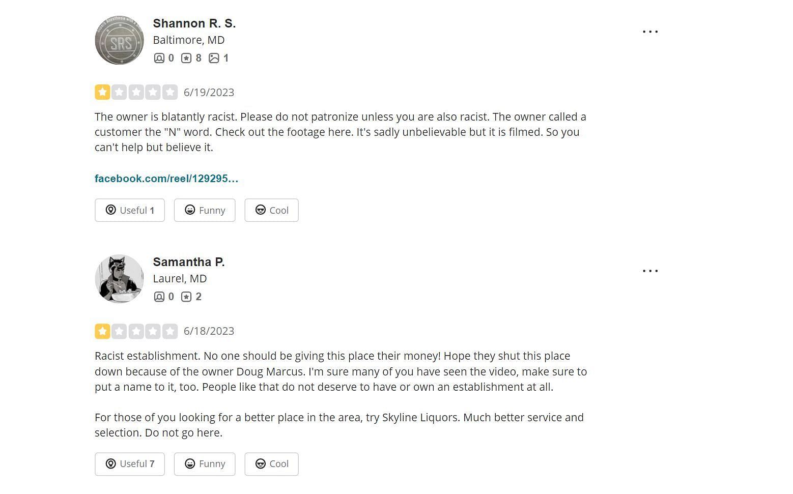 The liquor store&#039;s Yelp page was review bombed