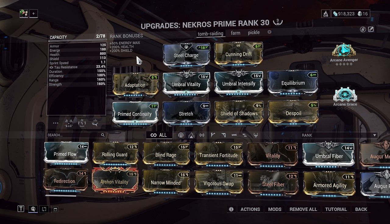 A viable Nekros build for Isolation Vaults in Warframe (image via Digital Extremes)