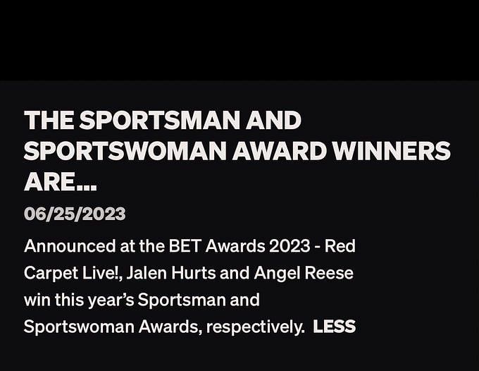 Jalen Hurts wins BET Award for Sportsman of the Year