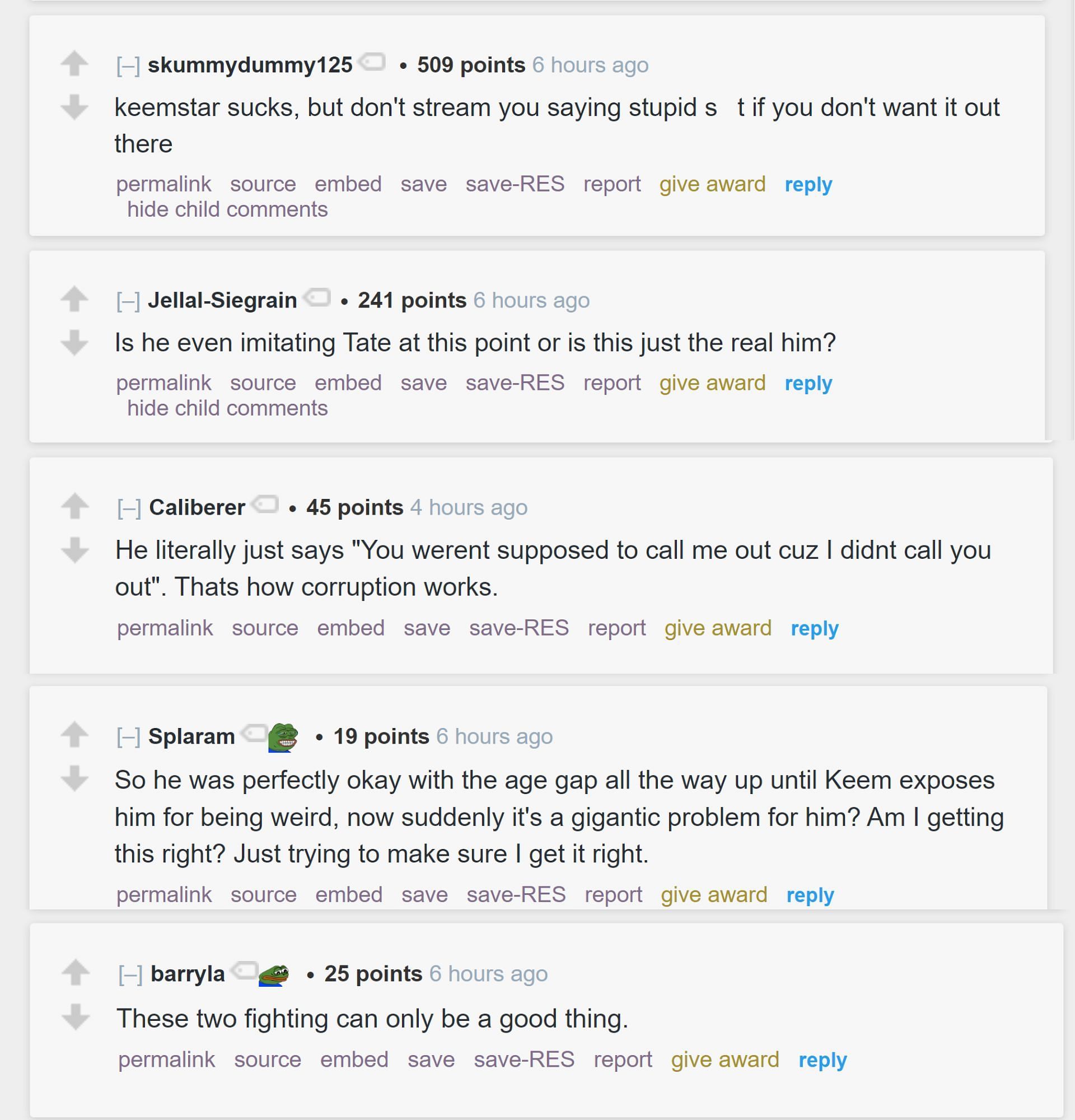 Redditors share their thoughts on the streamers&#039; beef (Image via r/LivestreamFail)