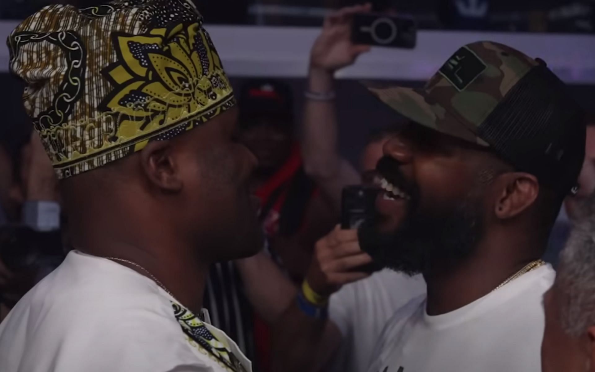 Francis Ngannou (Left) faces off with Jon Jones (Right) [*Image courtesy: PFL MMA YouTube channel]