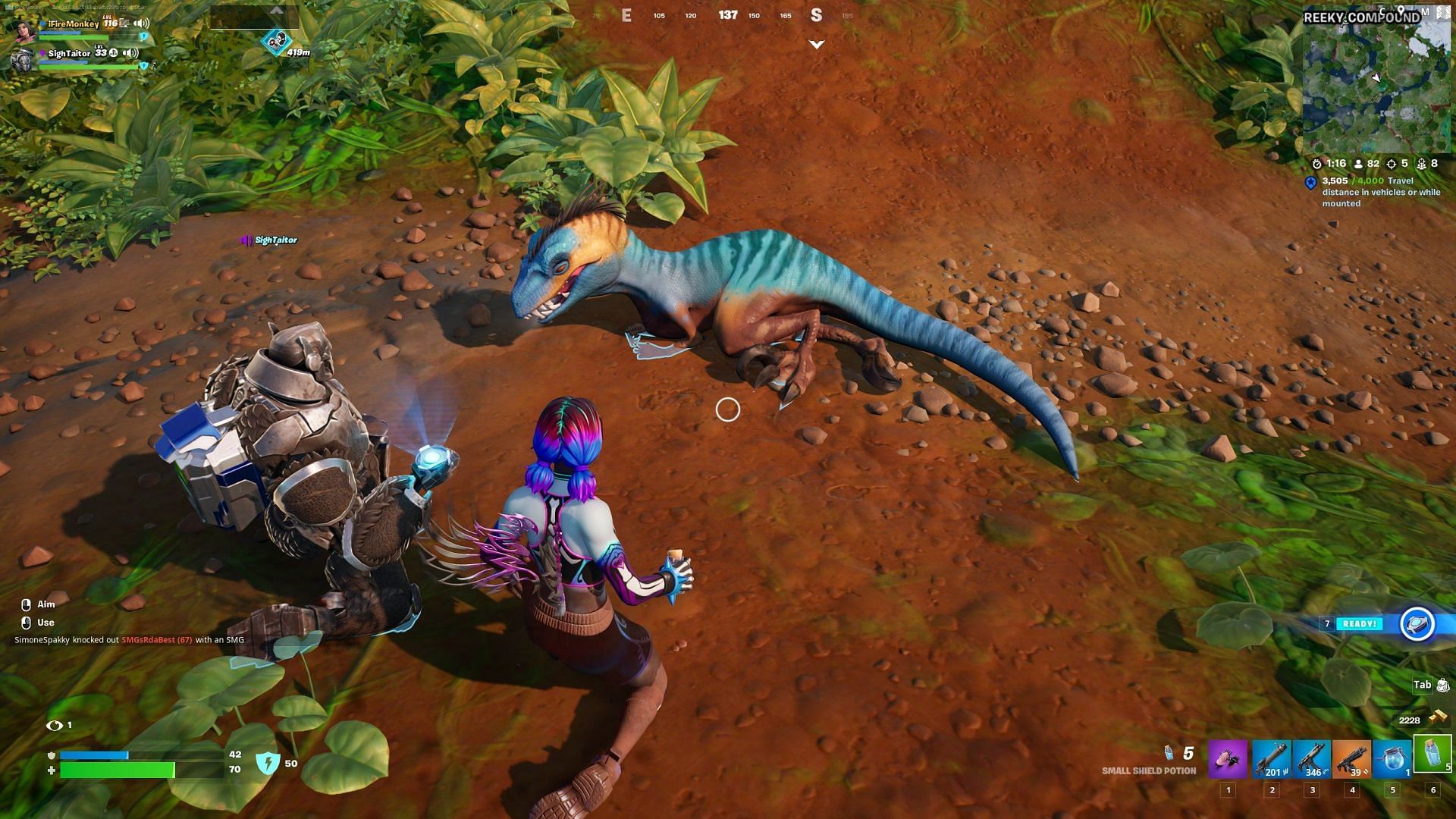 Jump on Raptors to tame and ride them (Image via iFireMonkey/Twitter)