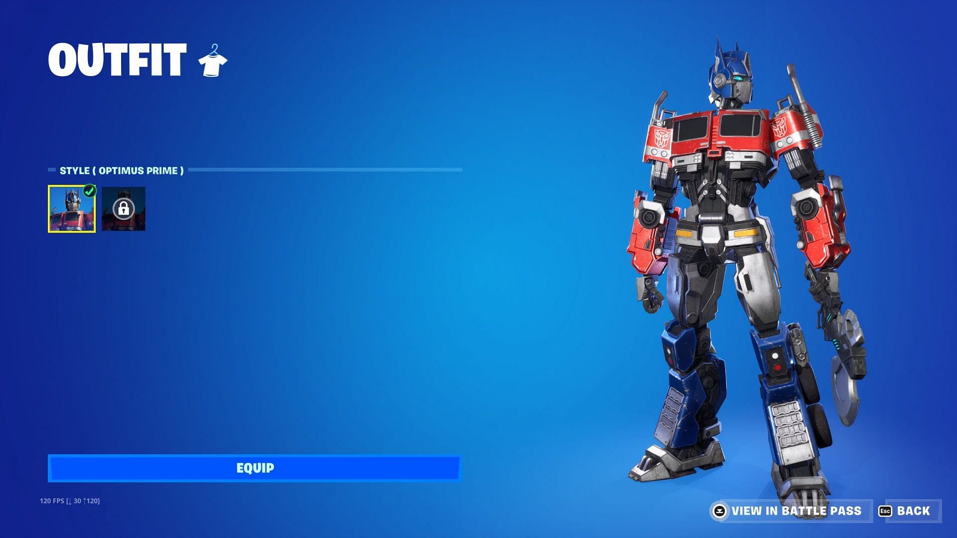 The Optimus Prime skin in Fortnite looks amazing (Image via Epic Games)