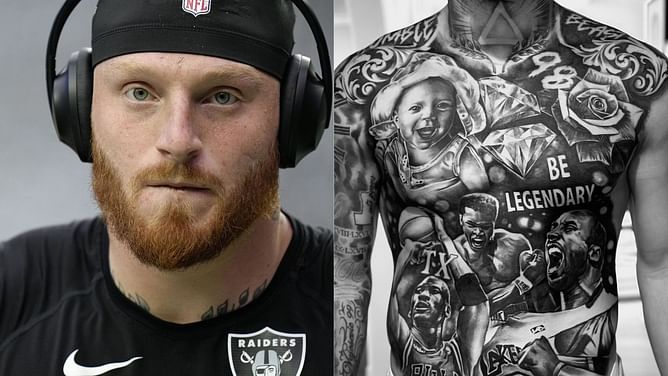 IN PHOTOS: Maxx Crosby shows off stunning front panel tattoo with Kobe Bryant, Michael Jordan and Muhammad Ali