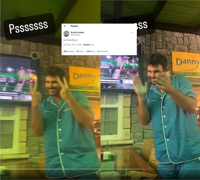 WATCH: PGA Championship winner Brooks Koepka cheers on Florida Panthers in his PJs