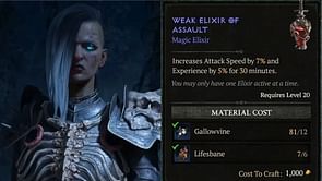 Diablo 4 Assault Elixir: Types, recipe, effects, and more
