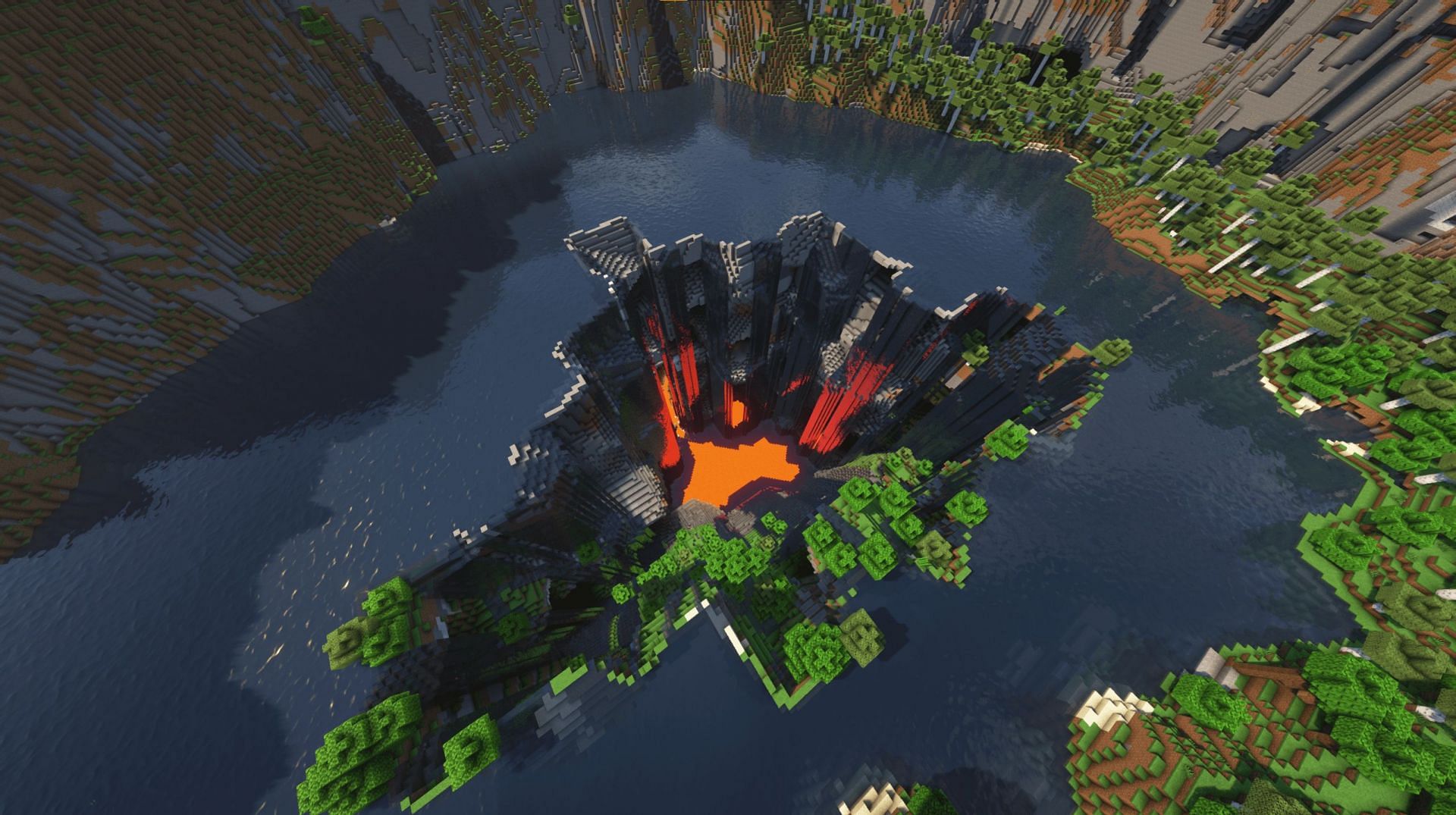 Lake and lava (Image via reddit u/stofix_)