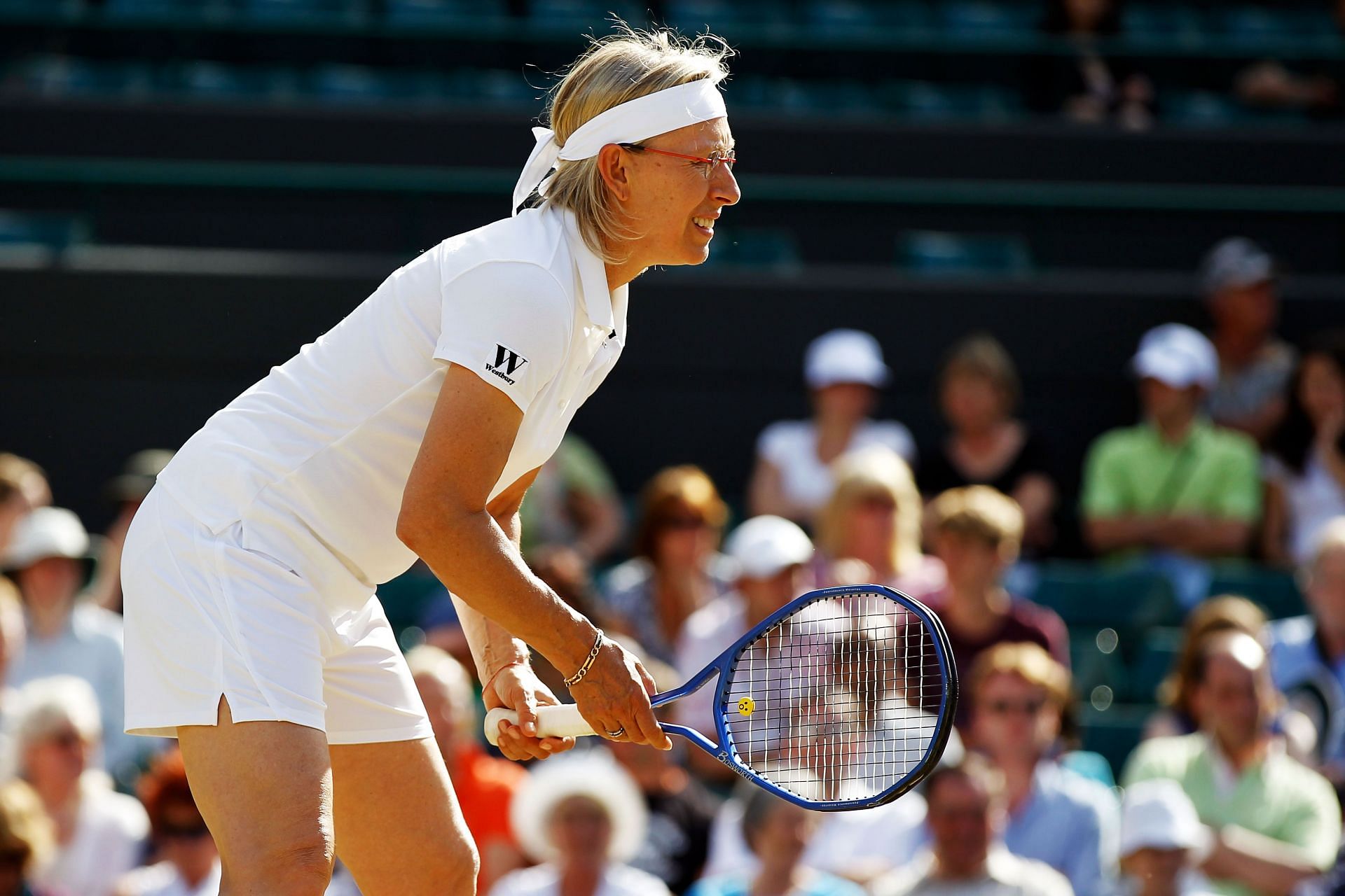 Navratilova in action at the 2010 Wimbledon Championships