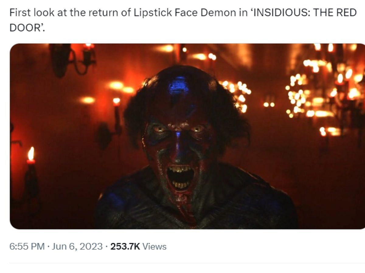 A still of the first look of the Demon from Insidious: The Red Door shared by DiscussingFilm (Image Via Twitter)
