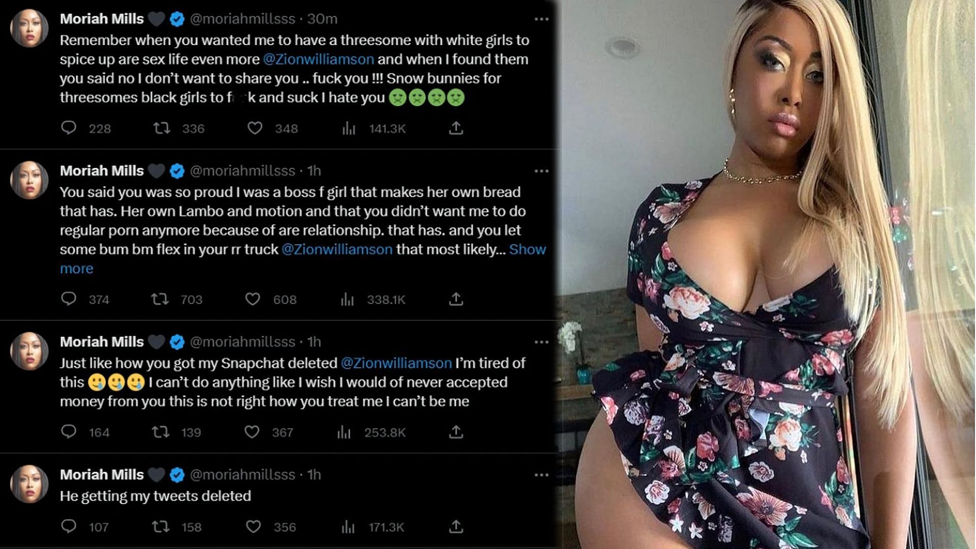 NBA Retweet on X: Adult film star Moriah Mills goes off on Zion Williamson  for having a baby with an IG Model  / X