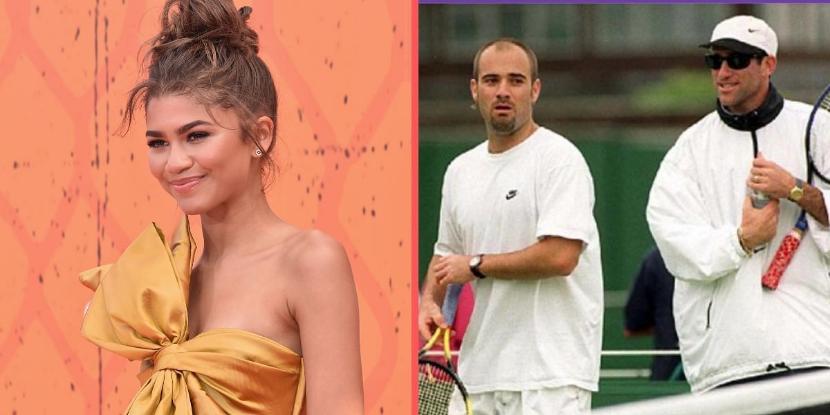 Zendaya (L) and Andre Agassi with his coach Brad Gilbert (R)