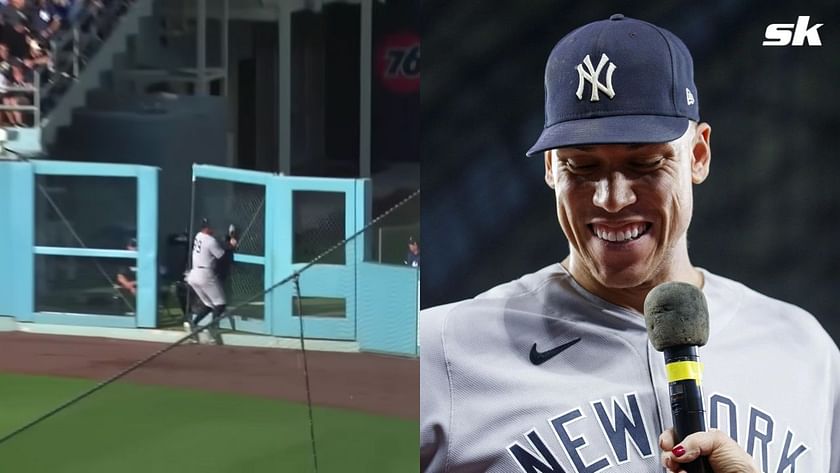 Aaron Judge runs through fence to make incredible running catch