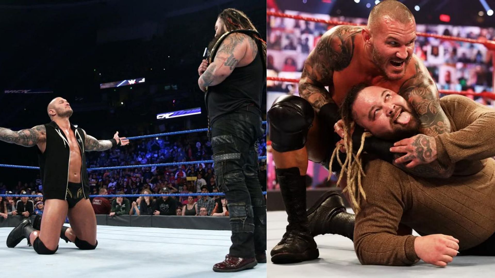 Randy Orton and Bray Wyatt in 2016 and 2021