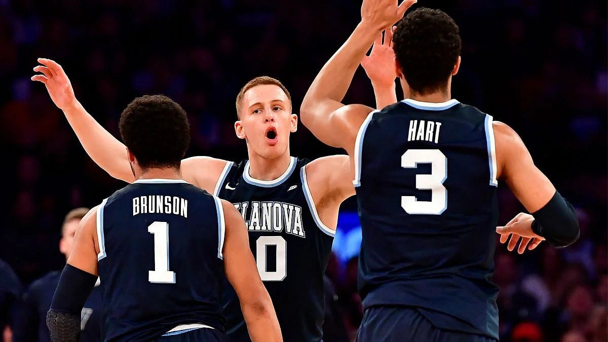 Villanova teammates DiVincenzo, Brunson, and Hart