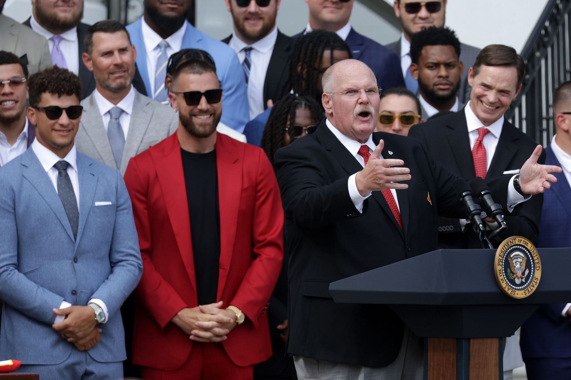 Patrick Mahomes Playfully Steers Travis Kelce Away from White House Podium