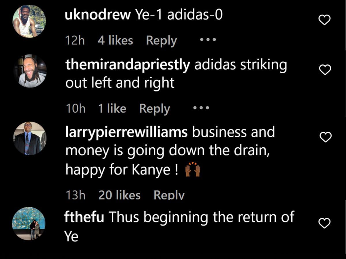 Netizens supporting Ye brand (Image via Instagram)