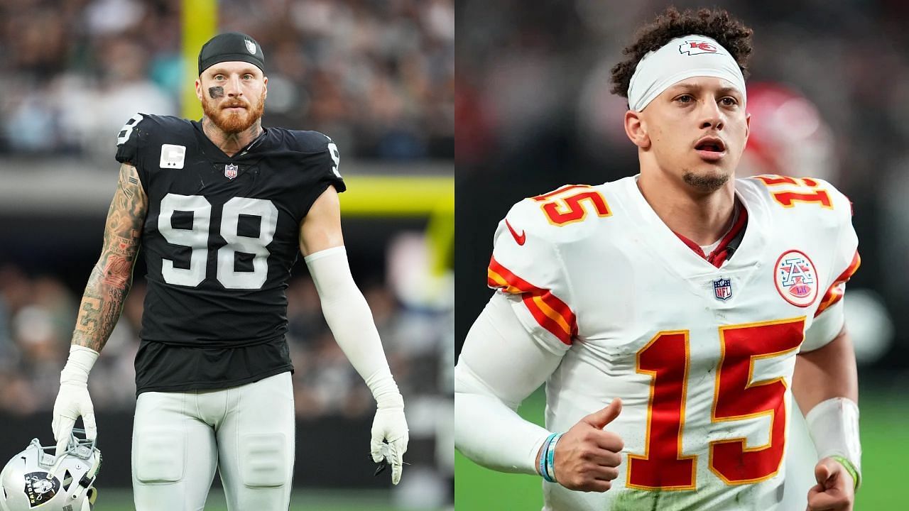 Maxx Crosby and Patrick Mahomes had a faceoff during MNF - Images via Getty