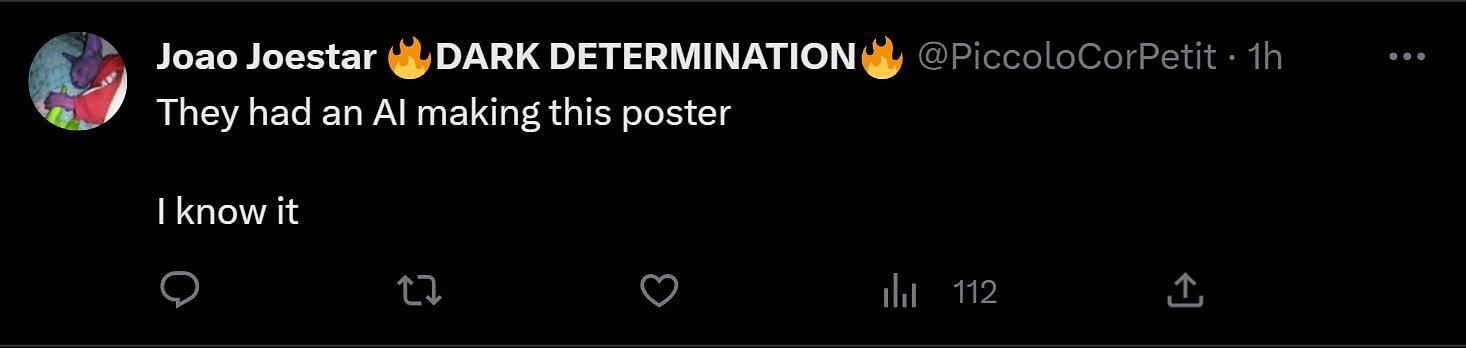 A tweet reply to DF&#039;s post about the poster (Image via Twitter)