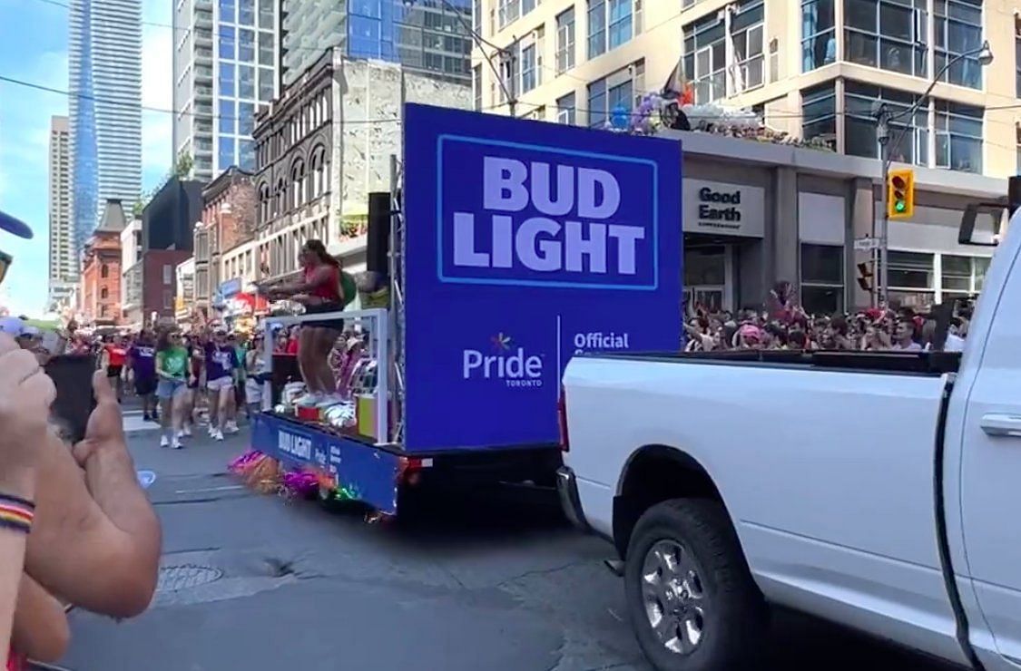 Social media users slammed the beverage brand for sponsoring the Pride event in Toronto. (Image via @CollinRugg/ Twitter)